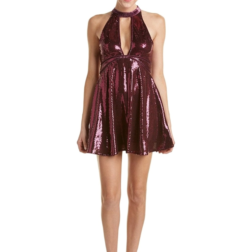 Free People Film Noir Sequined Halter Dress SZ 4